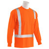 Erb Safety T-Shirt, Birdseye Mesh, Long Slv, Class 2, 9007SEG, Hi-Viz Orange, LG 62275